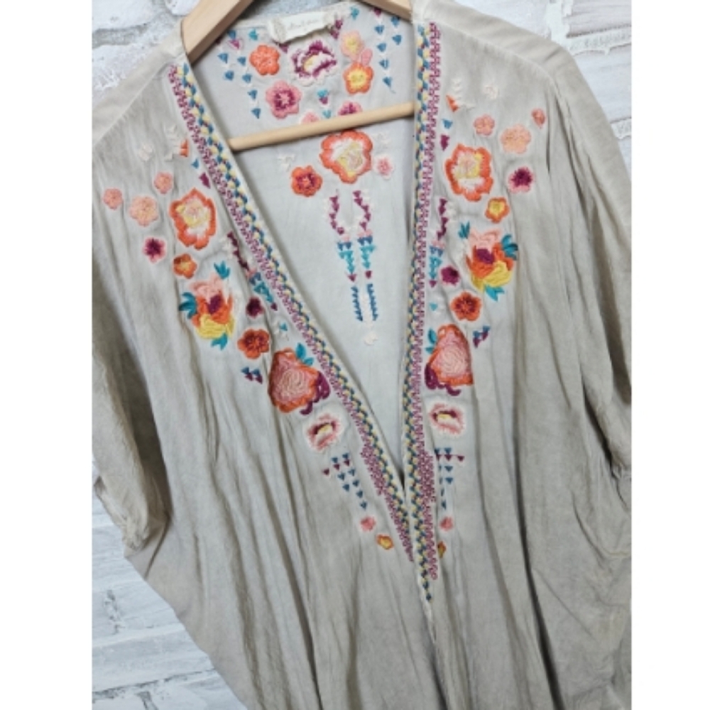 Altar'd State Embroidered Beige Blouse